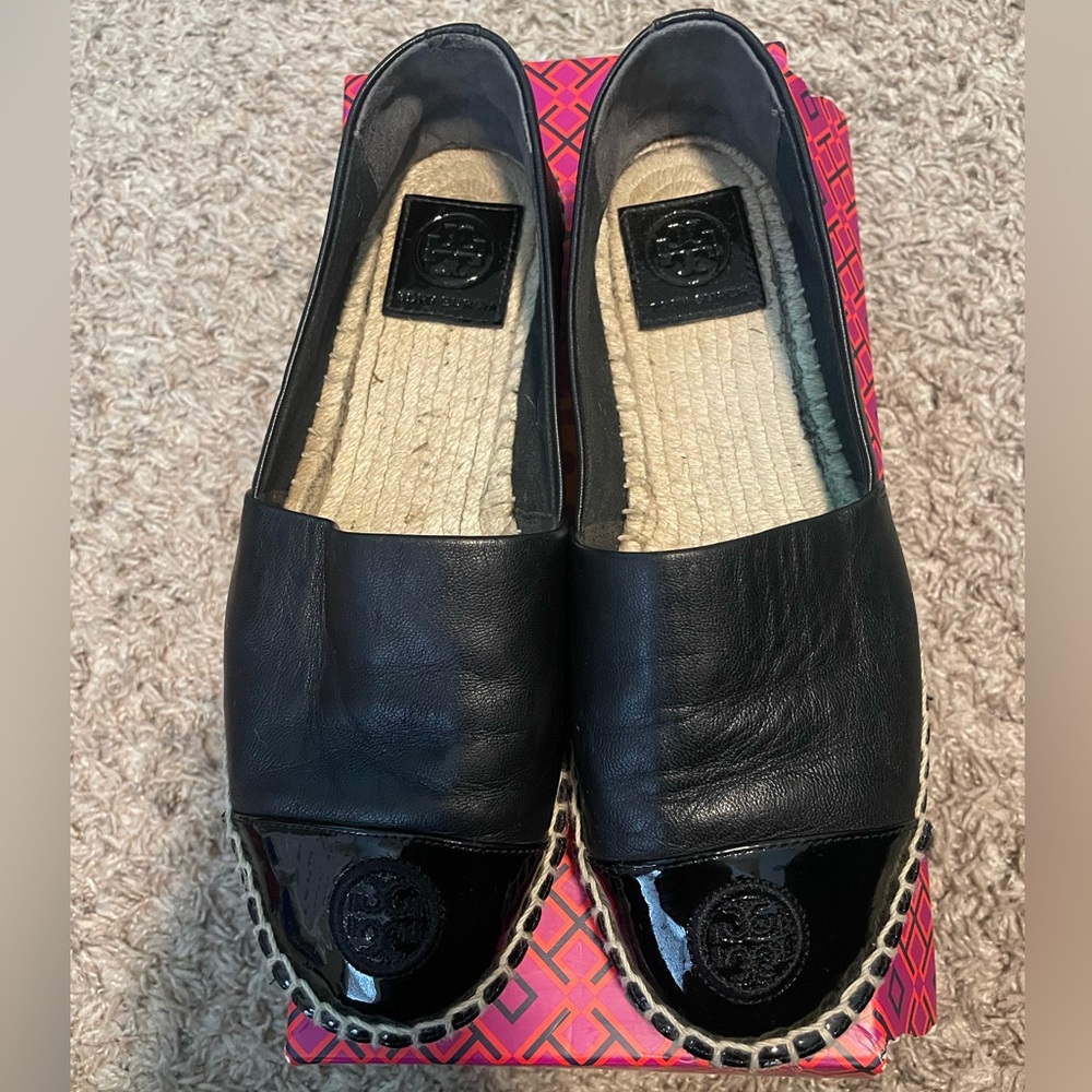 Tory Burch Color Block Flat Espadrille 7.5 Black
